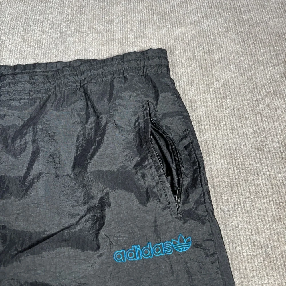 Vintage Adidas‎ Originals Track Pants Mens M Black Windbreaker Fleece Lined